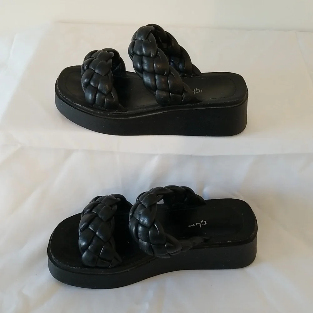 black braided platform sandals - Picture 4 of 7